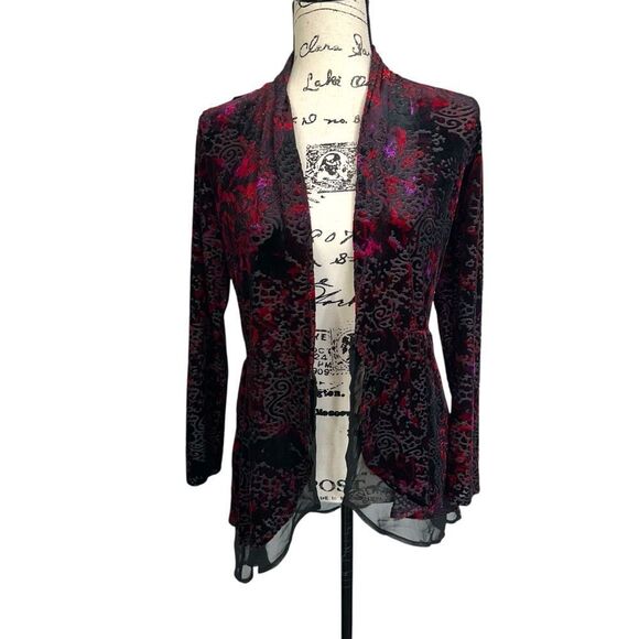 Cupio Whimsigoth Burn Out Velvet Open Long line Cardigan, S - Picture 1 of 9